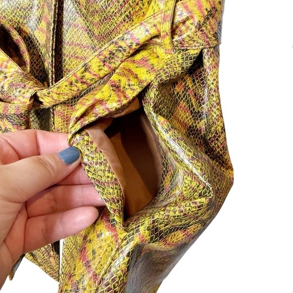 Vintage Buttons Snake Print Vegan Leather Retro Belted Women’s Blaxer Sz L - Picture 7 of 12